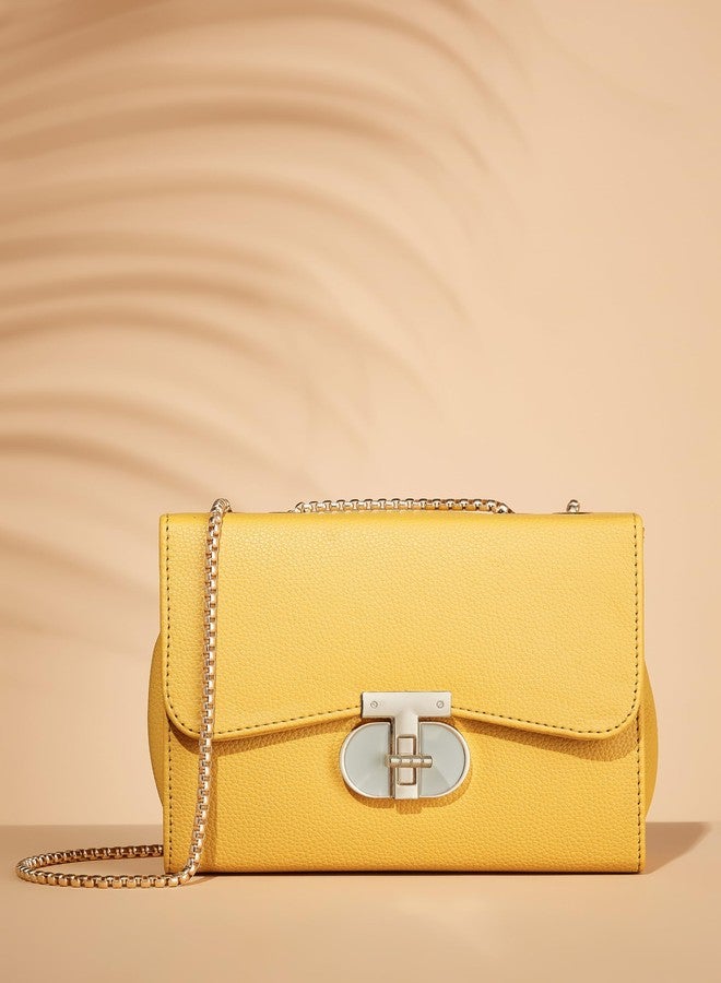 فارجو حقيبة كتف نسائية من الجلد الصناعي من فارجو (أصفر) - Image 3